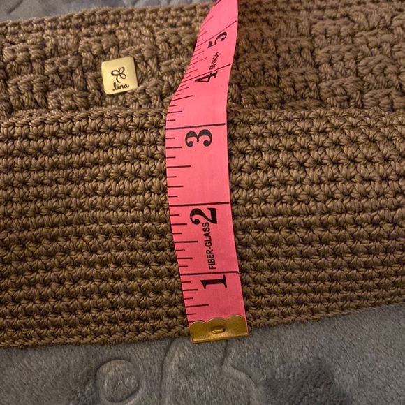 Lina bundle/2 crocheted bags purses tan brown handles - Picture 14 of 14